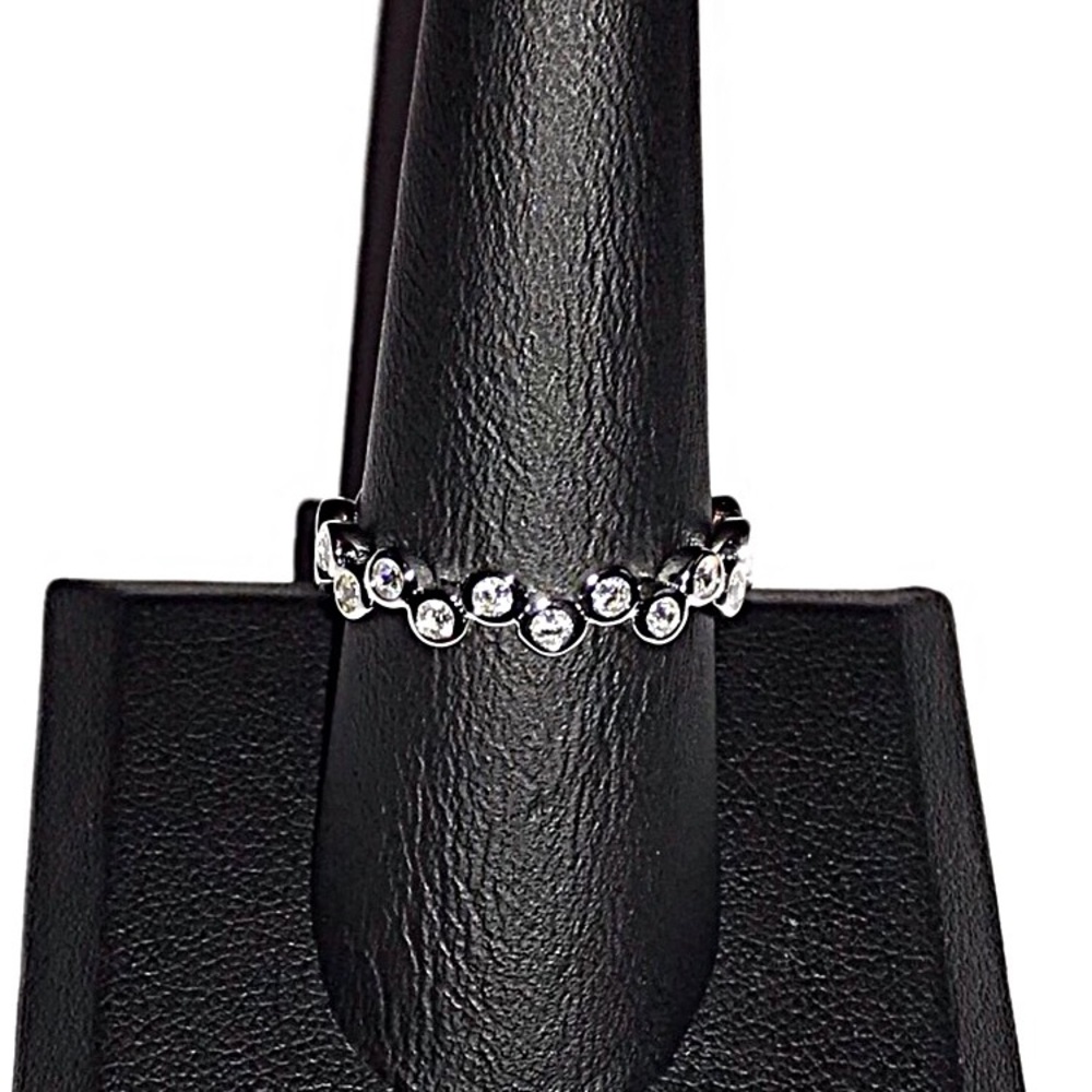 Solid 925 Silver CZ Bubble Ring - Picture 4 of 5